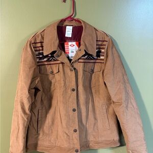 Cinch Tan Corduroy Jacket with Aztec Chest Accents size XL